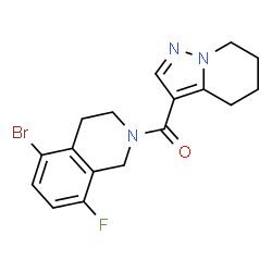 ChemSpider 2D Image | (5-Bromo-8-fluoro-3,4-dihydro-2(1H)-isoquinolinyl)(4,5,6,7-tetrahydropyrazolo[1,5-a]pyridin-3-yl)methanone | C17H17BrFN3O