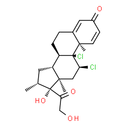 ChemSpider 2D Image | (8alpha,10alpha,11alpha,13alpha,16alpha)-9,11-Dichloro-17,21-dihydroxy-16-methylpregna-1,4-diene-3,20-dione | C22H28Cl2O4