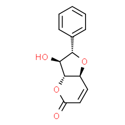 ChemSpider 2D Image | (2S,3S,3aR,7aS)-3-Hydroxy-2-phenyl-2,3,3a,7a-tetrahydro-5H-furo[3,2-b]pyran-5-one | C13H12O4
