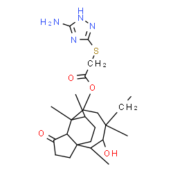 ChemSpider 2D Image | (1S,2S,3S,4R,6S,7R,8S,14R)-4-Ethyl-3-hydroxy-2,4,7,14-tetramethyl-9-oxotricyclo[5.4.3.0~1,8~]tetradec-6-yl [(5-amino-1H-1,2,4-triazol-3-yl)sulfanyl]acetate | C24H38N4O4S
