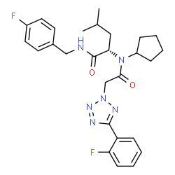 ChemSpider 2D Image | N~2~-Cyclopentyl-N-(4-fluorobenzyl)-N~2~-{[5-(2-fluorophenyl)-2H-tetrazol-2-yl]acetyl}-L-leucinamide | C27H32F2N6O2