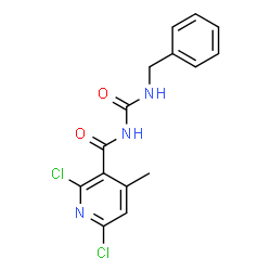 ChemSpider 2D Image | N-(Benzylcarbamoyl)-2,6-dichloro-4-methylnicotinamide | C15H13Cl2N3O2