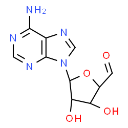 ChemSpider 2D Image | 9-(alpha-D-ribo-Pentodialdo-1,4-furanosyl)-9H-purin-6-amine | C10H11N5O4