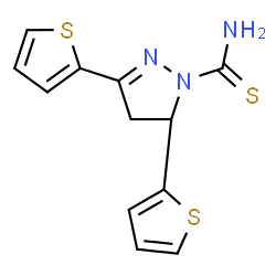 ChemSpider 2D Image | (5S)-3,5-Di(2-thienyl)-4,5-dihydro-1H-pyrazole-1-carbothioamide | C12H11N3S3