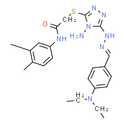 ChemSpider 2D Image | 2-[(4-Amino-5-{(2E)-2-[4-(diethylamino)benzylidene]hydrazino}-4H-1,2,4-triazol-3-yl)sulfanyl]-N-(3,4-dimethylphenyl)acetamide | C23H30N8OS