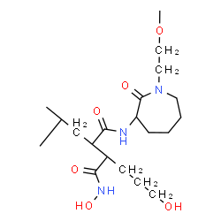 ChemSpider 2D Image | (2R,3S)-N~1~-Hydroxy-2-(3-hydroxypropyl)-3-isobutyl-N~4~-[(3R)-1-(2-methoxyethyl)-2-oxo-3-azepanyl]succinamide | C20H37N3O6