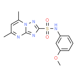 ChemSpider 2D Image | N-(3-Methoxyphenyl)-5,7-dimethyl[1,2,4]triazolo[1,5-a]pyrimidine-2-sulfonamide | C14H15N5O3S