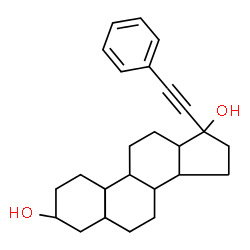 ChemSpider 2D Image | (3beta,5alpha,9beta,13alpha,14beta,17alpha)-21-Phenyl-18-norpregn-20-yne-3,17-diol | C26H34O2