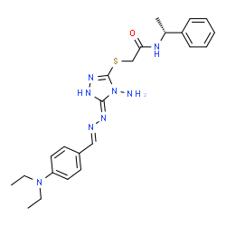 ChemSpider 2D Image | 2-[(4-Amino-5-{(2E)-2-[4-(diethylamino)benzylidene]hydrazino}-4H-1,2,4-triazol-3-yl)sulfanyl]-N-[(1R)-1-phenylethyl]acetamide | C23H30N8OS