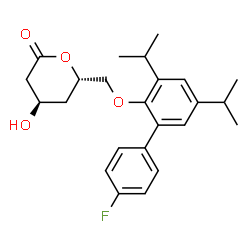 ChemSpider 2D Image | (4R,6S)-6-{[(4'-Fluoro-3,5-diisopropyl-2-biphenylyl)oxy]methyl}-4-hydroxytetrahydro-2H-pyran-2-one (non-preferred name) | C24H29FO4