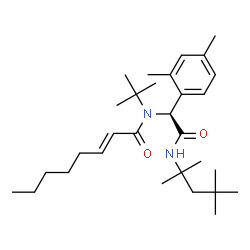 ChemSpider 2D Image | (2E)-N-{(1S)-1-(2,4-Dimethylphenyl)-2-oxo-2-[(2,4,4-trimethyl-2-pentanyl)amino]ethyl}-N-(2-methyl-2-propanyl)-2-octenamide | C30H50N2O2