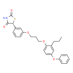 ChemSpider 2D Image | (5R)-5-{3-[3-(4-Phenoxy-2-propylphenoxy)propoxy]phenyl}-1,3-thiazolidine-2,4-dione | C27H27NO5S