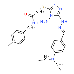 ChemSpider 2D Image | 2-[(4-Amino-5-{(2E)-2-[4-(diethylamino)benzylidene]hydrazino}-4H-1,2,4-triazol-3-yl)sulfanyl]-N-(4-methylbenzyl)acetamide | C23H30N8OS