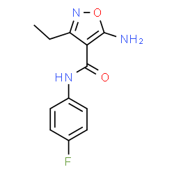 ChemSpider 2D Image | 5-Amino-3-ethyl-N-(4-fluorophenyl)-1,2-oxazole-4-carboxamide | C12H12FN3O2