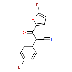 ChemSpider 2D Image | (2R)-3-(5-Bromo-2-furyl)-2-(4-bromophenyl)-3-oxopropanenitrile | C13H7Br2NO2