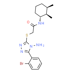 ChemSpider 2D Image | 2-{[4-Amino-5-(2-bromophenyl)-4H-1,2,4-triazol-3-yl]sulfanyl}-N-[(1R,2R,3R)-2,3-dimethylcyclohexyl]acetamide | C18H24BrN5OS
