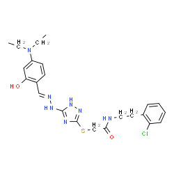 ChemSpider 2D Image | N-[2-(2-Chlorophenyl)ethyl]-2-[(5-{(2E)-2-[4-(diethylamino)-2-hydroxybenzylidene]hydrazino}-1H-1,2,4-triazol-3-yl)sulfanyl]acetamide | C23H28ClN7O2S