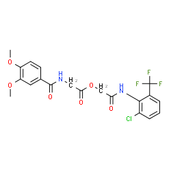 ChemSpider 2D Image | 2-{[2-Chloro-6-(trifluoromethyl)phenyl]amino}-2-oxoethyl N-(3,4-dimethoxybenzoyl)glycinate | C20H18ClF3N2O6