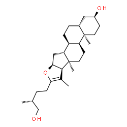 ChemSpider 2D Image | (3alpha,5beta,8alpha,13alpha,14beta,17beta,25R)-Furost-20(22)-en-3,26-diol | C27H44O3