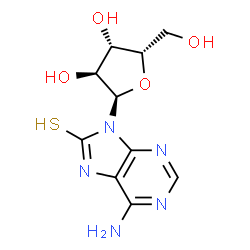 ChemSpider 2D Image | 6-Amino-9-(alpha-L-xylofuranosyl)-9H-purine-8-thiol | C10H13N5O4S
