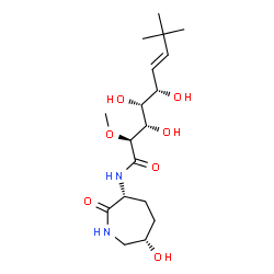 ChemSpider 2D Image | (2S,3S,4R,5S,6E)-3,4,5-Trihydroxy-N-[(3R,6S)-6-hydroxy-2-oxo-3-azepanyl]-2-methoxy-8,8-dimethyl-6-nonenamide | C18H32N2O7