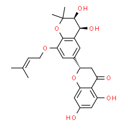 ChemSpider 2D Image | (2S,3'S,4'S)-3',4',5,7-Tetrahydroxy-2',2'-dimethyl-8'-[(3-methyl-2-buten-1-yl)oxy]-2,3,3',4'-tetrahydro-2'H,4H-2,6'-bichromen-4-one | C25H28O8