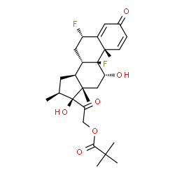 ChemSpider 2D Image | (6alpha,8alpha,11beta,16beta)-6,9-Difluoro-11,17-dihydroxy-16-methyl-3,20-dioxopregna-1,4-dien-21-yl pivalate | C27H36F2O6