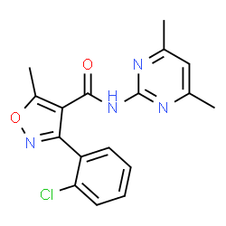 ChemSpider 2D Image | 3-(2-Chlorophenyl)-N-(4,6-dimethyl-2-pyrimidinyl)-5-methyl-1,2-oxazole-4-carboxamide | C17H15ClN4O2
