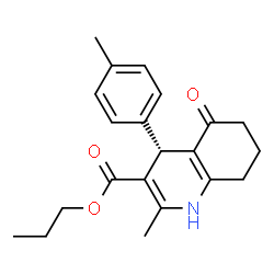 ChemSpider 2D Image | Propyl (4R)-2-methyl-4-(4-methylphenyl)-5-oxo-1,4,5,6,7,8-hexahydro-3-quinolinecarboxylate | C21H25NO3