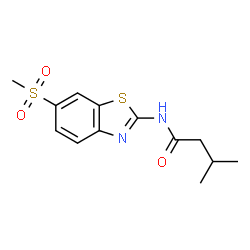 ChemSpider 2D Image | N-(6-methanesulfonyl-1,3-benzothiazol-2-yl)-3-methylbutanamide | C13H16N2O3S2