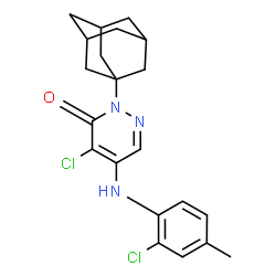 ChemSpider 2D Image | 2-[(3s,5s,7s)-Adamantan-1-yl]-4-chloro-5-[(2-chloro-4-methylphenyl)amino]-3(2H)-pyridazinone | C21H23Cl2N3O
