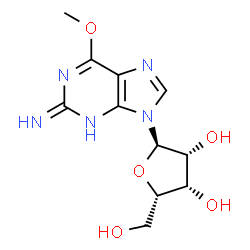 ChemSpider 2D Image | 9-(alpha-L-Lyxofuranosyl)-6-methoxy-9H-purin-2-amine | C11H15N5O5