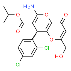 ChemSpider 2D Image | Isopropyl (4S)-2-amino-4-(2,4-dichlorophenyl)-6-(hydroxymethyl)-8-oxo-4,8-dihydropyrano[3,2-b]pyran-3-carboxylate | C19H17Cl2NO6