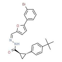 ChemSpider 2D Image | (1R,2R)-N'-{(Z)-[5-(3-Bromophenyl)-2-furyl]methylene}-2-[4-(2-methyl-2-propanyl)phenyl]cyclopropanecarbohydrazide | C25H25BrN2O2