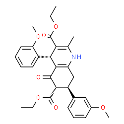 ChemSpider 2D Image | Diethyl (4S,6S,7R)-4-(2-methoxyphenyl)-7-(3-methoxyphenyl)-2-methyl-5-oxo-1,4,5,6,7,8-hexahydro-3,6-quinolinedicarboxylate | C30H33NO7