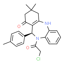 ChemSpider 2D Image | (11S)-10-(Chloroacetyl)-3,3-dimethyl-11-(4-methylphenyl)-2,3,4,5,10,11-hexahydro-1H-dibenzo[b,e][1,4]diazepin-1-one | C24H25ClN2O2