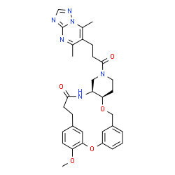 ChemSpider 2D Image | (10R,15S)-13-[3-(5,7-Dimethyl[1,2,4]triazolo[1,5-a]pyrimidin-6-yl)propanoyl]-23-methoxy-2,9-dioxa-13,16-diazatetracyclo[18.3.1.1~3,7~.0~10,15~]pentacosa-1(24),3(25),4,6,20,22-hexaen-17-one | C32H36N6O5