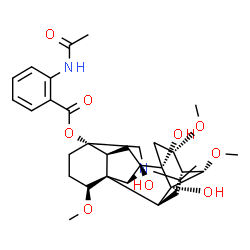 ChemSpider 2D Image | (11beta,13alpha,14beta,16beta)-20-Ethyl-7,8,9-trihydroxy-1,14,16-trimethoxyaconitan-4-yl 2-acetamidobenzoate | C32H44N2O9