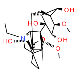 ChemSpider 2D Image | (1alpha,6alpha,13alpha,14beta,15alpha,16beta)-20-Ethyl-6,16-dimethoxy-4-(methoxymethyl)aconitane-1,8,14,15-tetrol | C24H39NO7