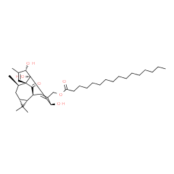 ChemSpider 2D Image | [(1S,4S,5R,6R,9S,10R,12R,14R)-4,5,6-Trihydroxy-3,11,11,14-tetramethyl-15-oxotetracyclo[7.5.1.0~1,5~.0~10,12~]pentadeca-2,7-dien-7-yl]methyl palmitate | C36H58O6