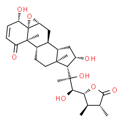 ChemSpider 2D Image | Ergost-2-en-26-oic acid, 5,6-epoxy-4,16,20,22,23-pentahydroxy-1-oxo-, Î³-lactone, (4Î²,5Î²,6Î²,16Î²,22R,23R,25R)- | C28H40O8