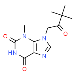 ChemSpider 2D Image | 9-(3,3-Dimethyl-2-oxobutyl)-3-methyl-3,9-dihydro-1H-purine-2,6-dione | C12H16N4O3