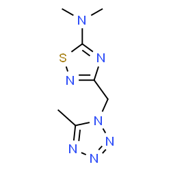 ChemSpider 2D Image | N,N-Dimethyl-3-[(5-methyl-1H-tetrazol-1-yl)methyl]-1,2,4-thiadiazol-5-amine | C7H11N7S