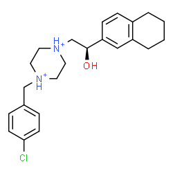 ChemSpider 2D Image | 1-(4-Chlorobenzyl)-4-[(2R)-2-hydroxy-2-(5,6,7,8-tetrahydro-2-naphthalenyl)ethyl]piperazinediium | C23H31ClN2O