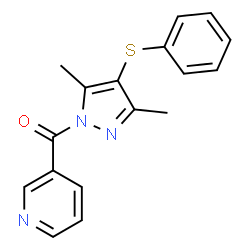 ChemSpider 2D Image | [3,5-Dimethyl-4-(phenylsulfanyl)-1H-pyrazol-1-yl](3-pyridinyl)methanone | C17H15N3OS