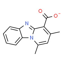 ChemSpider 2D Image | 1,3-Dimethylpyrido[1,2-a]benzimidazole-4-carboxylate | C14H11N2O2