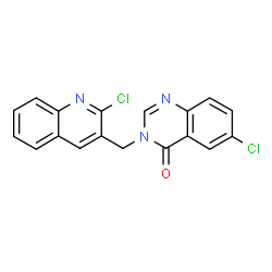 ChemSpider 2D Image | 6-Chloro-3-[(2-chloro-3-quinolinyl)methyl]-4(3H)-quinazolinone | C18H11Cl2N3O