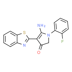 ChemSpider 2D Image | 5-Amino-4-benzothiazol-2-yl-1-(2-fluoro-phenyl)-1,2-dihydro-pyrrol-3-one | C17H12FN3OS