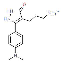 ChemSpider 2D Image | 3-{5-[4-(Dimethylamino)phenyl]-3-oxo-2,3-dihydro-1H-pyrazol-4-yl}-1-propanaminium | C14H21N4O