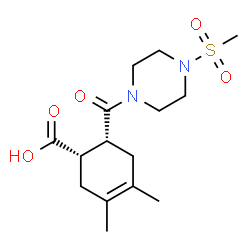 ChemSpider 2D Image | (1S,6R)-3,4-Dimethyl-6-{[4-(methylsulfonyl)-1-piperazinyl]carbonyl}-3-cyclohexene-1-carboxylic acid | C15H24N2O5S